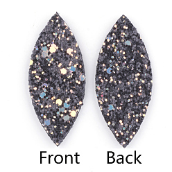 Gray PU Leather Big Pendants, with Sequins, Horse Eye, Gray, 59.5x25x2mm, Hole: 1.5mm