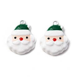 Santa Claus Подвески из окрашенного сплава с рождественской тематикой, Дед Мороз, 15x12.5x4 мм, отверстие : 1.2 мм