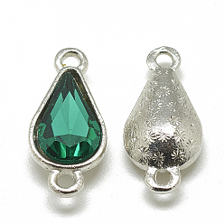 Морско-зеленый Соединители звеньев сплава стекла, слеза, платина, цвета морской волны, 21x10x5~6 мм, отверстие : 2 мм
