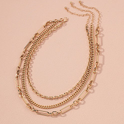 Золотой Сплавная цепь 3 многослойные ожерелья, золотые, 14.96 дюйм (38 см) ~ 17.72 дюйм (45 см), 3 шт / комплект
