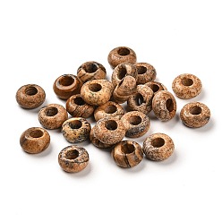 Пейзажный Джаспер Естественного изображения яшмы Европейский бисером, бусины с большим отверстием, рондель, 10x4.5~5 мм, отверстие : 4~4.3 мм