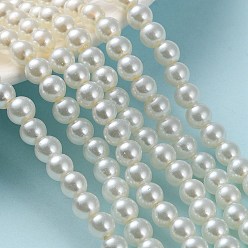 Light Yellow Baking Painted Pearlized Glass Pearl Round Bead Strands, Light Yellow, 6~7mm, Hole: 1mm, about 145pcs/strand, 31.4 inch