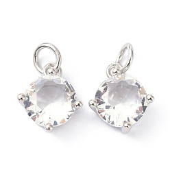 Платина Латунь прелести циркония кубической, с целью перехода в кольце, долговечный, без свинца и без кадмия, круглые, Реальная платина, 11.5x10x5.5 мм