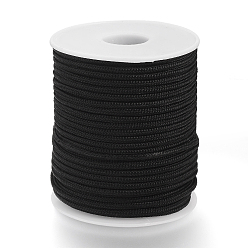 Black Braided Nylon Threads used for Necklace Making, Black, 2.5mm, about 32.8 yards(30m)/roll