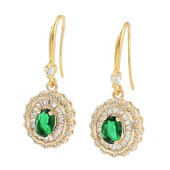Light Gold Boucles d'oreilles pendantes en laiton et verre, plat rond, or et de lumière, 33.5x13.5mm