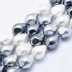Mixed Color Electroplate Shell Pearl Beads Strands, Faceted, teardrop, Mixed Color, 18x13~14mm, Hole: 1mm, about 22pcs/strand, 15.7 inch(40cm)