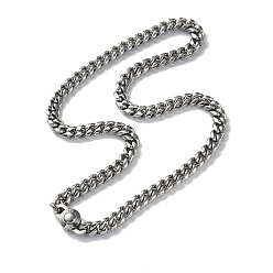 Stainless Steel Color Non-Tarnish 304 Stainless Steel Cuban Link Chain Necklaces, Stainless Steel Color, 24.33 inch(61.8cm)