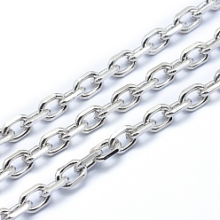 Real Platinum Plated Brass Cable Chains, Diamond Cut Chains, Unwelded, Faceted, Oval, Lead Free & Cadmium Free & Nickel Free, Real Platinum Plated, 8.5x6x2mm