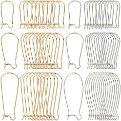 Золотой & Цвет Нержавеющей Стали 120 шт 6 стиль 304 серьги-кольца из нержавеющей стали, провод почки, золотые и нержавеющая сталь цвет, 20~33x9~13.5x2~2.5 мм, штифты : 0.6~0.7 мм, 20 шт / стиль