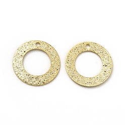 Real 24K Gold Plated Brass Pendants, Long-Lasting Plated, Cadmium Free & Lead Free, Textured, Ring, Real 24K Gold Plated, 10x0.5mm, Hole: 0.9mm