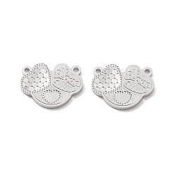 Real Platinum Plated Rhodium Plated 925 Sterling Silver Charms, Triple Heart with Word Love Charm, Textured, Real Platinum Plated, 10.5x13.5x1.2mm, Hole: 1mm