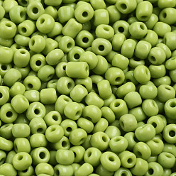 Green Yellow Glass Seed Beads, Opaque Colours Seed, Small Craft Beads for DIY Jewelry Making, Round, Green Yellow, 4mm, Hole:1.5mm, about 4500pcs/pound