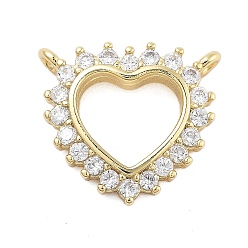 Настоящее золото 18K Латунные микро проложить кубического циркония подвески, долговечный, без кадмия и без свинца, сердце прелести, реальный 18 k позолоченный, 14.5x16x2.5 мм, отверстие : 1.2 мм