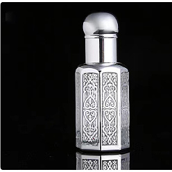 Серебро Стеклянные бутылки с роликовыми шариками, многоразовая бутылка эфирного масла, для личной гигиены, серебряные, 2.58x2.58x6.7 см, емкость: 12 мл (0.41 жидких унций)