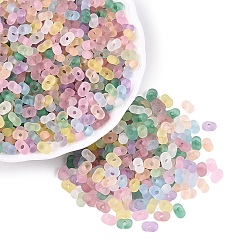 Couleur Mélangete Perles de rocaille en verre transparent dépoli fgb, arachide, trou rond, teint et cœur, couleur mixte, 5.5~6.5x3.5~5x3~3.5mm, Trou: 1.2~1.5mm, environ 4500 pcs / livre