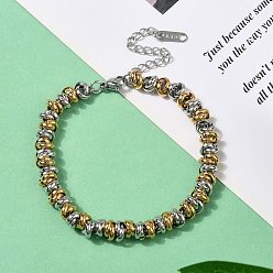 Золотой & Цвет Нержавеющей Стали 304 женские браслеты-цепочки с кольцевыми звеньями из нержавеющей стали, золотые и нержавеющая сталь цвет, 7-1/8 дюйм (18 см)