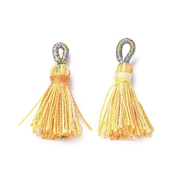 Золотистый Полиэстер кисточкой подвески, золотые, 36~36.5x6~7 мм, отверстие : 3x5 мм