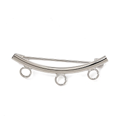 Platine Apprêts pour tubes en laiton courbés, avec des boucles en fer, platine, 3mm, Trou: 13x40x8mm