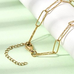 Golden 5MM 304 Stainless Steel Textured Paperclip Chain Necklaces for Women Men, Ion Plating(IP), Golden, 17.44 inch(44.3cm)