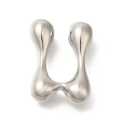 Letter V Стойки обшивки латунные бусины, письмо-шар, для изготовления именных ожерелий, долговечный, без свинца и без кадмия, платина, Буква V, 23x17x7 мм, отверстие : 2 мм