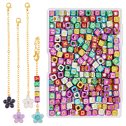 (52) Непрозрачная лаванда Подвески из эмали из цветочного сплава, с кубом и буквой, застежки-когти из акрила и сплава своими руками, разноцветные, 135 мм