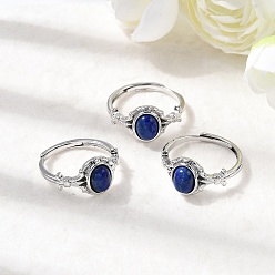 Ляпис-Лазурь Природные лазурит кольца палец, с реечной обшивкой латунными выводами, платина, 11 мм, внутренний диаметр: 18 мм