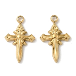 Настоящее золото 18K 304 подвески из нержавеющей стали, крестик, ионное покрытие (ip), реальный 18 k позолоченный, 18x11.5x2.5 мм, отверстие : 1.6 мм