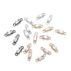 (52) Непрозрачная лаванда Латунные прозрачные соединители с кубическим цирконием, долговечный, прямоугольные, разноцветные, 13x3.5x3 мм, отверстие : 2 мм