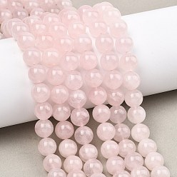 Розовый Кварц Природного розового кварца нитей бисера, гладкий круглый, класса AB, 10~10.5 мм, отверстие : 0.8 мм, около 40~41 шт / нитка, 15.16''~15.55'' (38.5~39.5 см)
