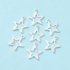 Серебро 304 прелести нержавеющей стали, звезда, серебряные, 14.5x12.5x1 мм, отверстие : 1.2~1.4 мм