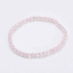Rosenquarz Natürliche Rose Stretch-Armbänder Quarz wulstige, Mit Sackleinen Beuteltaschen, 2-1/8 Zoll (54 mm)
