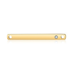 Golden 201 Stainless Steel Links connectors, with Rhinestone, Rectangle, Crystal, Golden, 32x3x1.5mm, Hole: 1.5mm