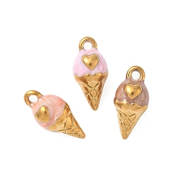 Ice Cream 304 нержавеющей стальной эмали подвески, ионное покрытие (ip), золотые, мороженое, 17x8x8 мм, отверстие : 1.6 мм