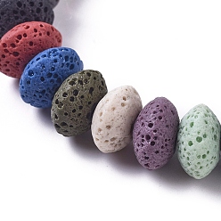 (52) Непрозрачная лаванда Бусы из натуральной лавы, окрашенные, рондель, разноцветные, 10x5 мм, отверстие : 1.6 мм, около 33 шт / нитка, 7.87 дюйм (20 см)