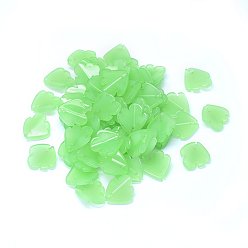 Spring Green Imitation Jade Glass Charms, Fish Shaped Petal, Spring Green, 16x14.5x2.5mm, Hole: 1mm