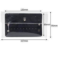 Black PVC & Leather Jewelry Storage Bag, Square, Black, 16.5x9.5cm