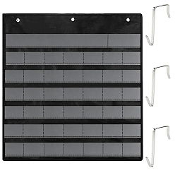 Black Cloth Monthly Calendar Pocket Chart Wall Hanging Organizer, Time Management Storage Bags with Hook, Black, 630x605x2.8mm, Hole: 7.9mm