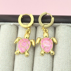 Бледно-Розовый 201 обруч серьги из нержавеющей стали эмаль, черепаха, золотые, розовый жемчуг, 41x18 мм