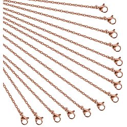 Oro Rosa 304 cadena de cable de acero inoxidable para hacer collares, con cierre de langosta, oro rosa, 17.7 pulgada (45 cm), 1.9 mm de ancho, 1 mm de espesor, 10 unidades / caja