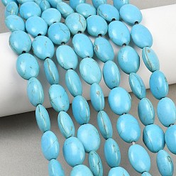 Бирюза Окрашенные синтетическое бирюзовый овальный шарик прядь, бирюзовые, 13x10x5 мм, отверстие : 1 мм, около 27 шт / нитка, о 14~14.5 дюйме