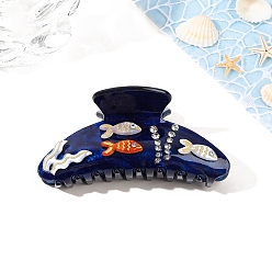 Полуночно-синий Акриловые заколки для волос с рыбьим узором в виде когтей, аксессуары для волос для женщин и девочек, темно-синий, 50x105 мм