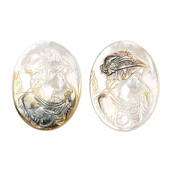 черная губная раковина Оболочки губ натуральный черный кабошоны, овал с камеями женщин, 40x30x2.5 мм