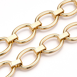 Light Gold Алюминиевые цепи с овальными звеньями, несварные, золотой свет, 27.5x19x4 мм, 12x5x1.5 мм
