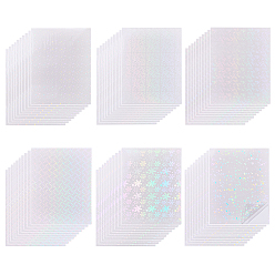Mixed Patterns 60 Sheets 6 Styles BOPP Plastic Transparent Holographic Lamination Sheets, Self Adhesive Photo Protective Transparency Film, Rectangle, Mixed Patterns, 297x212x0.2mm, 10 sheets/style