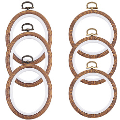 Цвет Древесины 6 шт. 2 стили пластиковые пяльцы для вышивки крестом, имитация дерева, аксессуары для швейных инструментов, кольцо и овальные, деревесиные, 121~129.5x92~102.5x8.5~9 мм, 3 шт / стиль