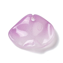 Medium Purple Glass Pendants, Red Lily, Shell Shape Charms, Medium Purple, 15.5x20x5mm, Hole: 1.4mm