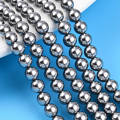 Темно-Серый Выпечка из окрашенного перламутрового стекла жемчужные бусинки, круглые, темно-серый, 5 мм, отверстие : 0.6 мм, около 79~80 шт / нитка, 15.94~16.14 дюйм (40.5~41 см)