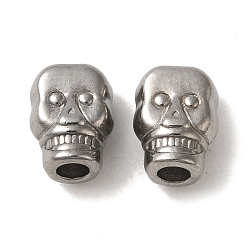 Stainless Steel Color Non-Tarnish 304 Stainless Steel Beads, Skull, Stainless Steel Color, 9.5x7x5.5mm, Hole: 2.2mm