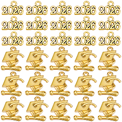 Античное Золото 100 шт 2 стили подвески из сплава, номер 2026 подвески и докторская шляпа, античное золото , 9~16.5x14x1.3~3 мм, отверстие : 1.4~1.8 мм, 50 шт / стиль