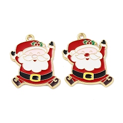 Красный Рождественская тема, подвески из сплава с покрытием, с эмалью, без кадмия, без никеля и без свинца, золотые, Дед Мороз, 27.5x24x1.5 мм, отверстие : 1.8~2 мм